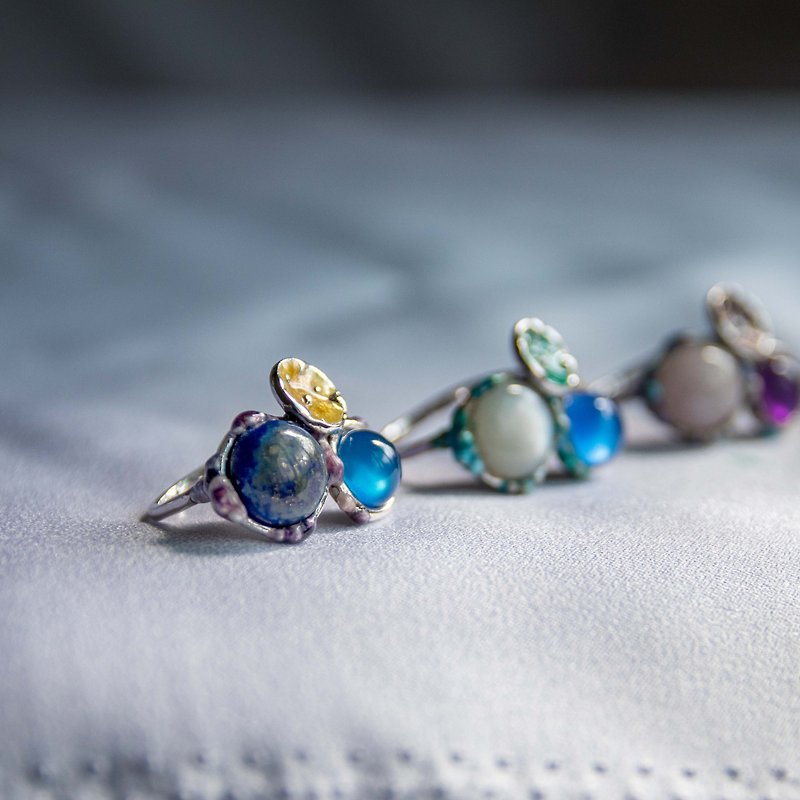 海洋泡泡 純銀 琺瑯 戒指 - 戒指 - 純銀 