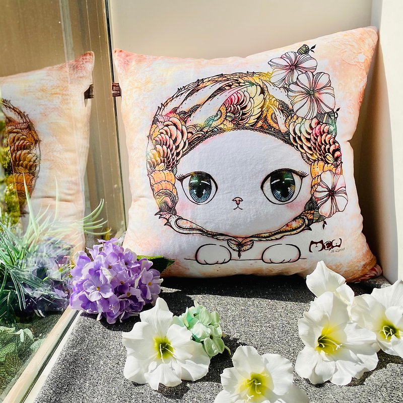 Pillowcase | Flannel | Washable-Coquettish and Warm Cat - หมอน - เส้นใยสังเคราะห์ สีส้ม