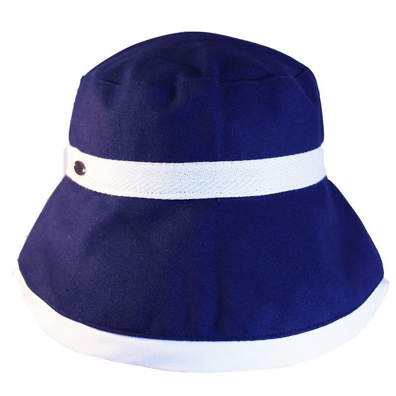 ATIPA Reversible Wide Brim Sun Hat Coco Classy (Navy) - Hats & Caps - Cotton & Hemp Blue