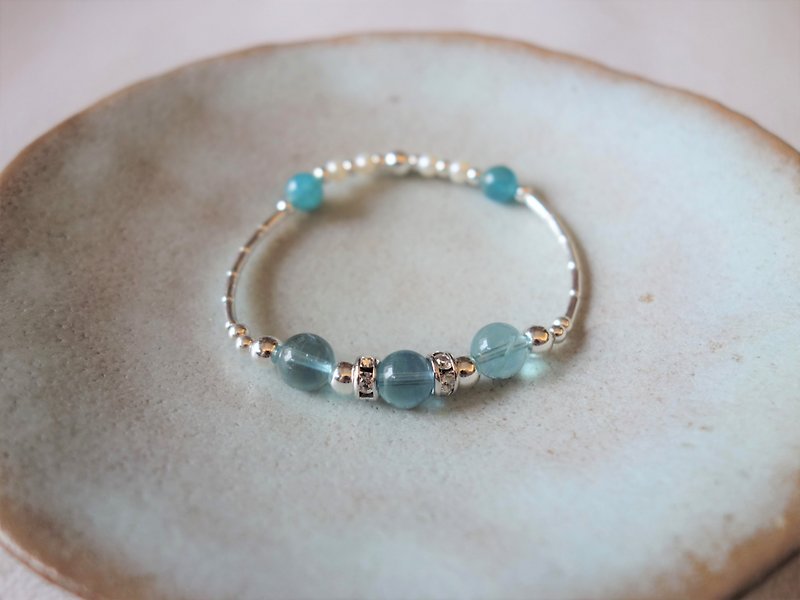 The Art of Listening ~ Blue Stone Stone Pearl Crystal Bracelet - Bracelets - Crystal Blue