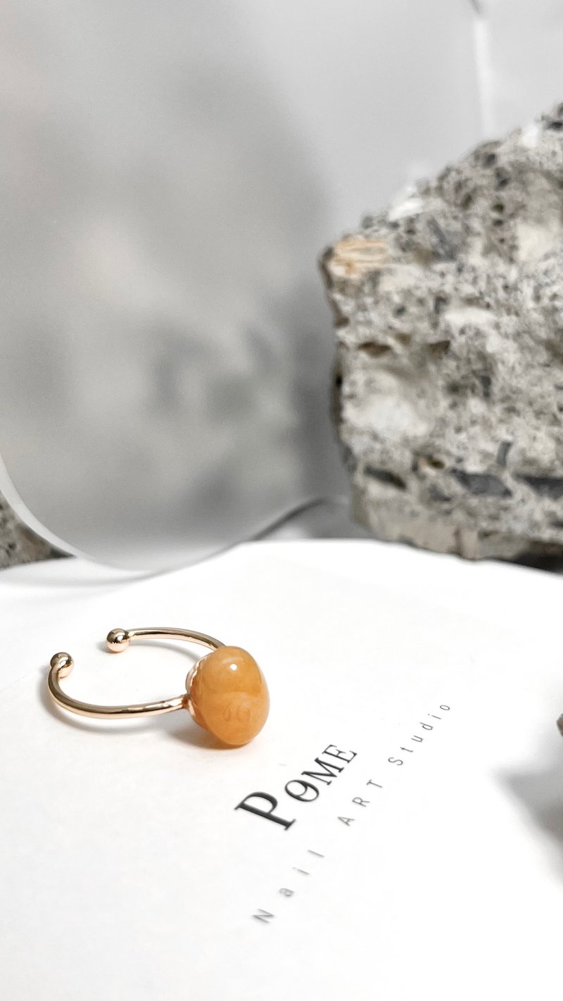 Handmade jewelry | Ocher | Raw ore colored agate \ Japanese rings - General Rings - Other Materials Yellow