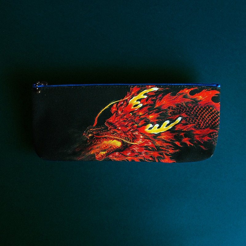 Please take care of the beast and fire dragon pen case in your heart - Pencil Cases - Cotton & Hemp Black