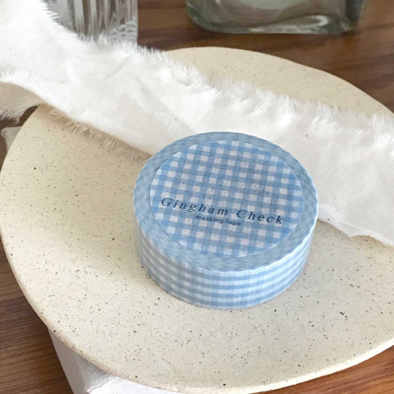 Gingham Check Masking Tape | Blue - มาสกิ้งเทป - กระดาษ สีน้ำเงิน