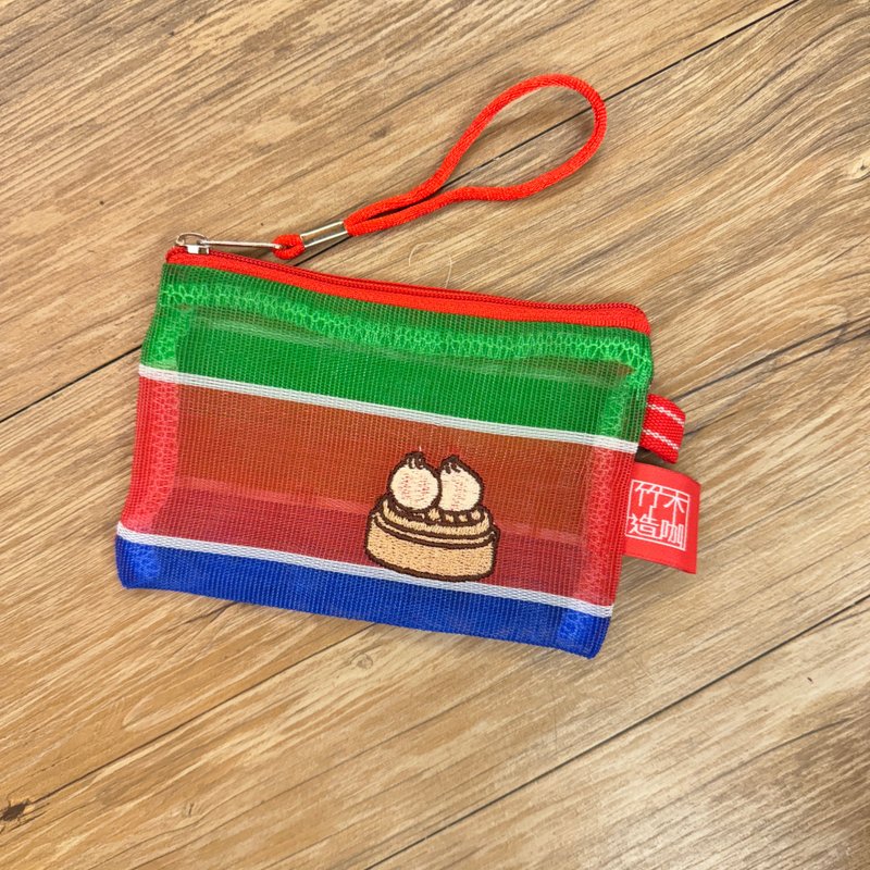 Retro xiaolongbao embroidered eggplant storage bag - กระเป๋าสตางค์ - พลาสติก หลากหลายสี