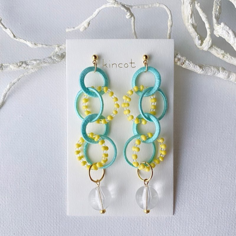 Cercle Clip-On[green x yellow] - Earrings & Clip-ons - Cotton & Hemp Green