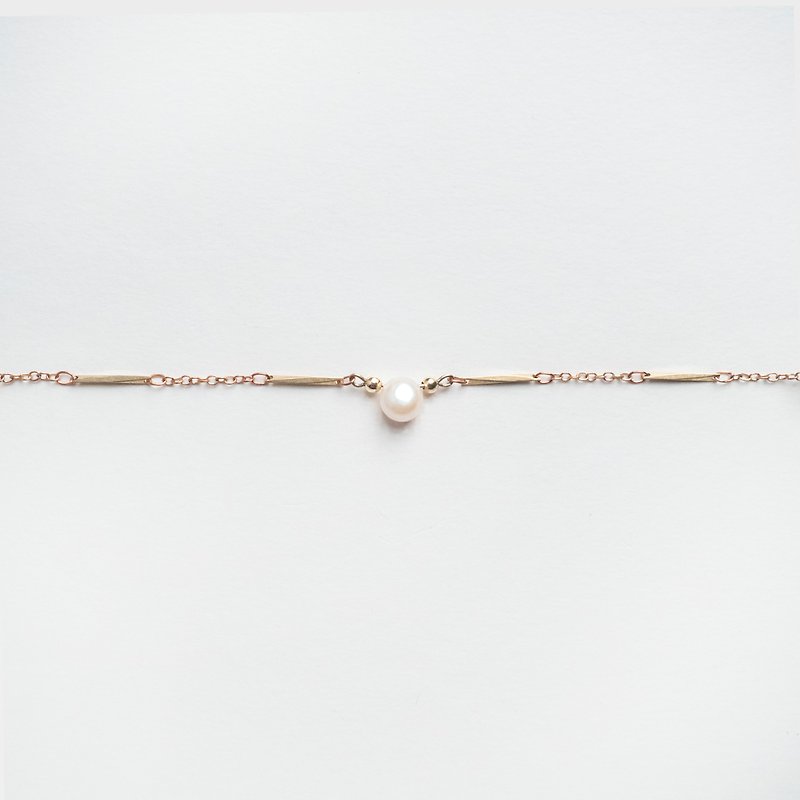 珍珠綢緞手鍊 (直) - Pearl Satin Bracelet (straight) - 手鍊/手鐲 - 珍珠 金色