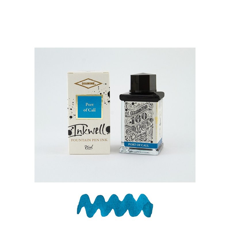 Diamine 160th Anniversary Fountain Pen Ink - Port of Call - 75ml - Ink - Glass Blue