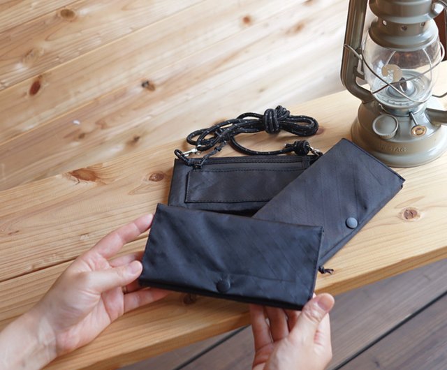 Black・ぺたんこロングウォレット/超軽量で薄い長財布・ミニ財布