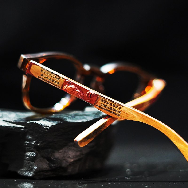 Guan Gong_Wu Caishen (faith craftsmanship on the bridge of the nose) Taiwan handmade glasses - Glasses & Frames - Wood 