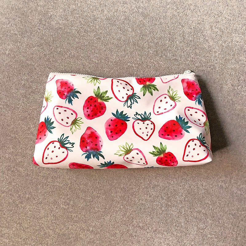 Waterproof Handmade Cosmetic Bag - Strawberry - Toiletry Bags & Pouches - Cotton & Hemp Red