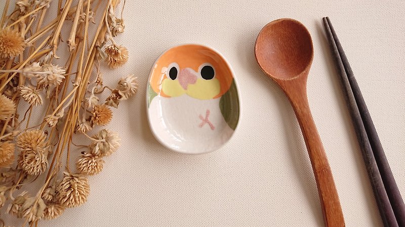 Hey! Bird friends!ゴールド頭ケック鳥の卵型のお皿 - 小皿 - 磁器 グリーン