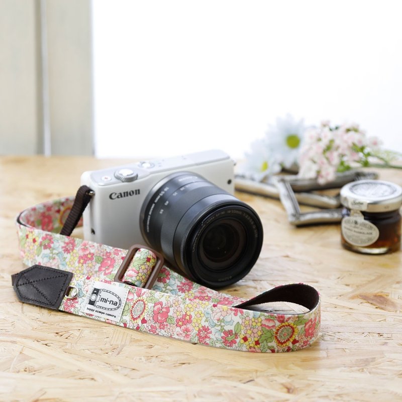 [2.5cm width] Adjustable camera strap/flower garden pink - Camera Straps & Stands - Cotton & Hemp Multicolor