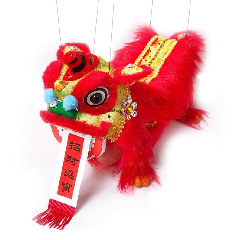 Lion dance puppet with thread, color random shipment, thread, lion king, Chinese style lion puppet puppet hand puppet - ตุ๊กตา - เรซิน สึชมพู