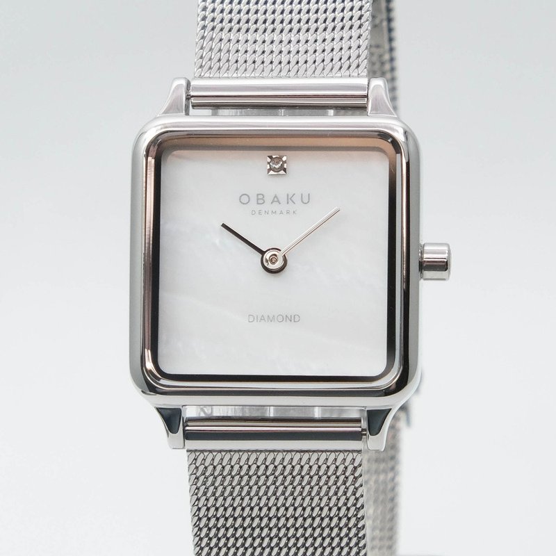 Obaku  經典方框設計都會時尚腕錶-星光銀 (V301LXCWMC) - 女錶 - 不鏽鋼 多色