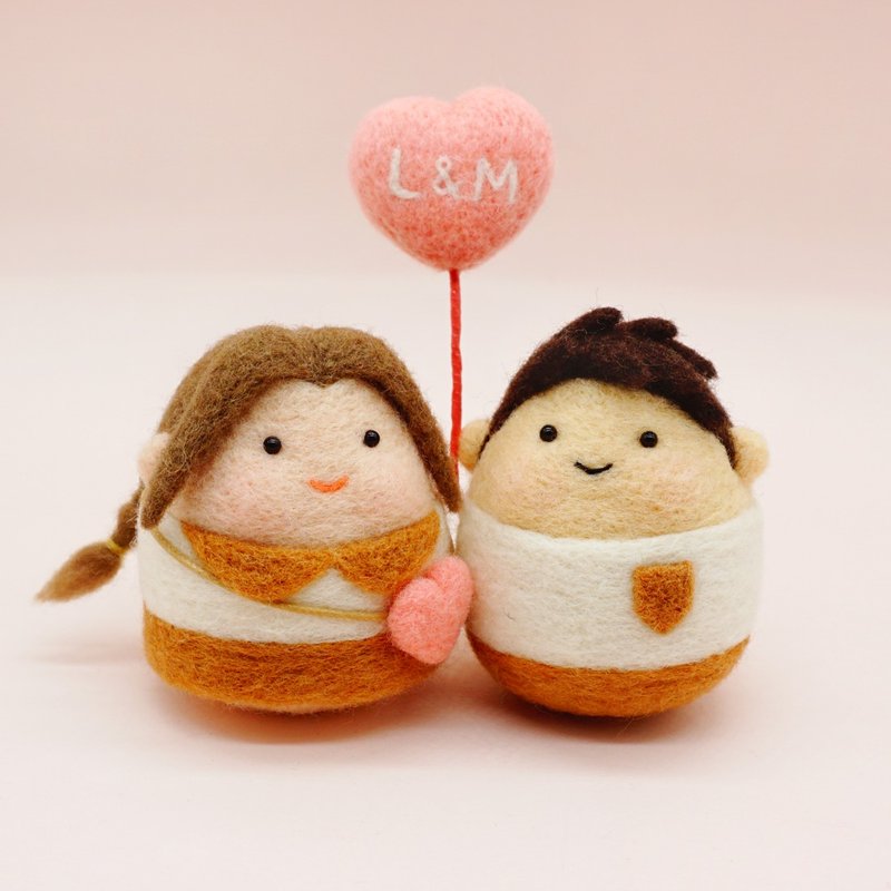 羊毛 鑰匙圈/鎖匙扣 卡其色 - 情人節結婚禮物婚禮羊毛氈情侶禮物擺飾鑰匙圈別針冰箱貼聖誕禮物