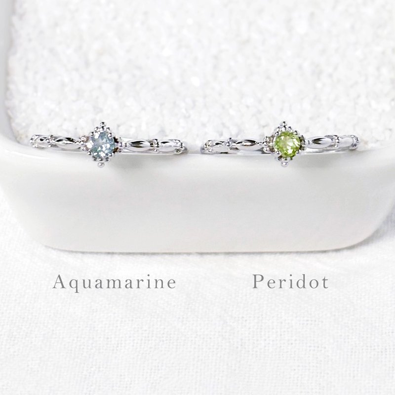 Top Light Aquamarine- Stone 3mm Sterling Silver Ring-March-August Birthstone - General Rings - Crystal 