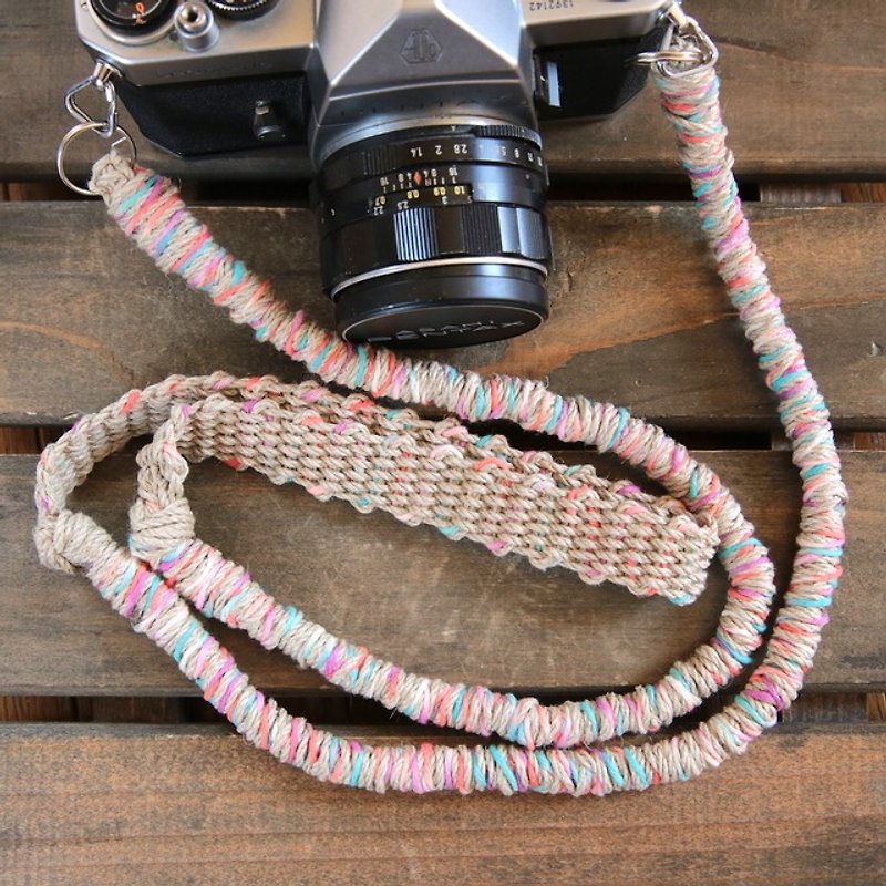 MIX hemp hemp camera strap colorful / double ring - Camera Straps & Stands - Cotton & Hemp 