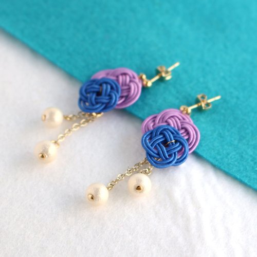 HAKOYA japanese traditional style pierce earring / mizuhiki / japan / flower