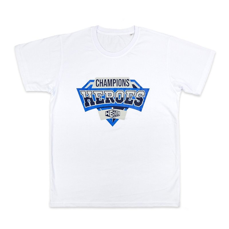 HEROES系列設計綿T 鑽石盾牌 ::白:: 18050104-09 - T 恤 - 棉．麻 白色