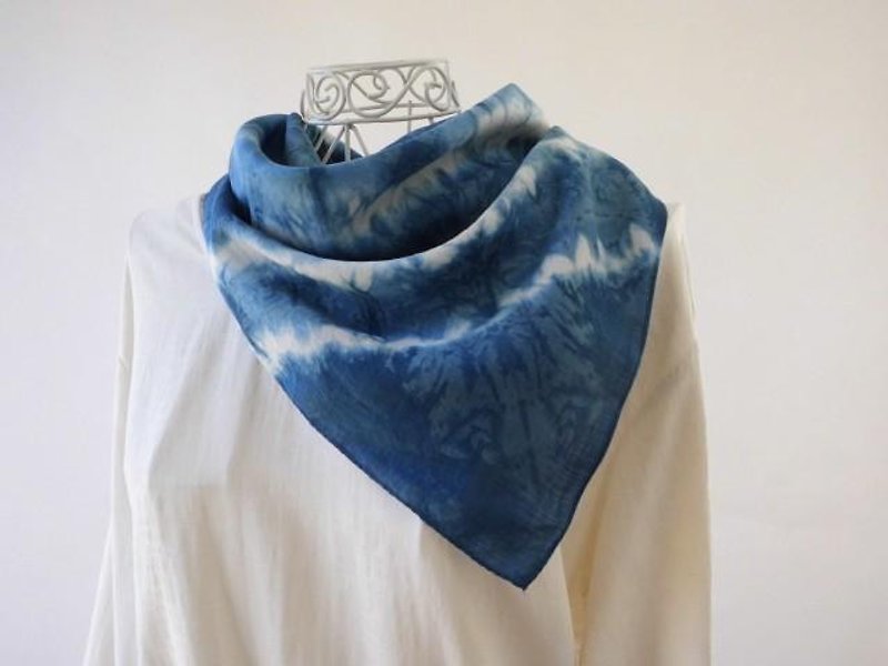 7_ Indigo dyeing of ultra fine linen Bandana (natural indigo · tie dye) limited item - Other - Cotton & Hemp 