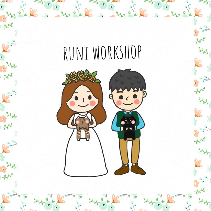 Customized wedding invitations like Yan painted illustration design | cute style | wedding small things stickers greeting cards postcards - Digital Cards & Invitations - Other Materials White