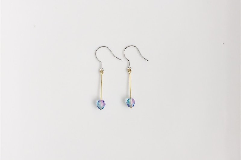 Mermaid Tears - Rainbow Purple Brass Earrings - ต่างหู - โลหะ สีม่วง