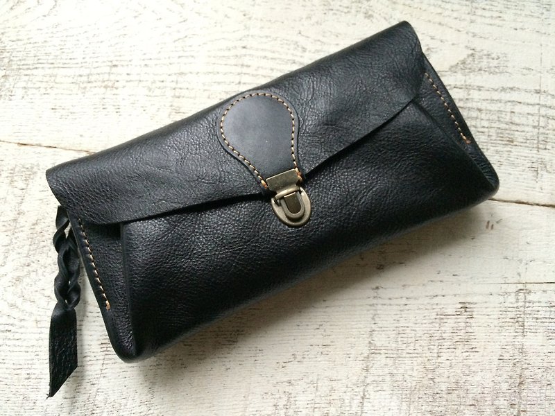 Genuine leather wallet "series-envelope" black - กระเป๋าสตางค์ - หนังแท้ สีดำ