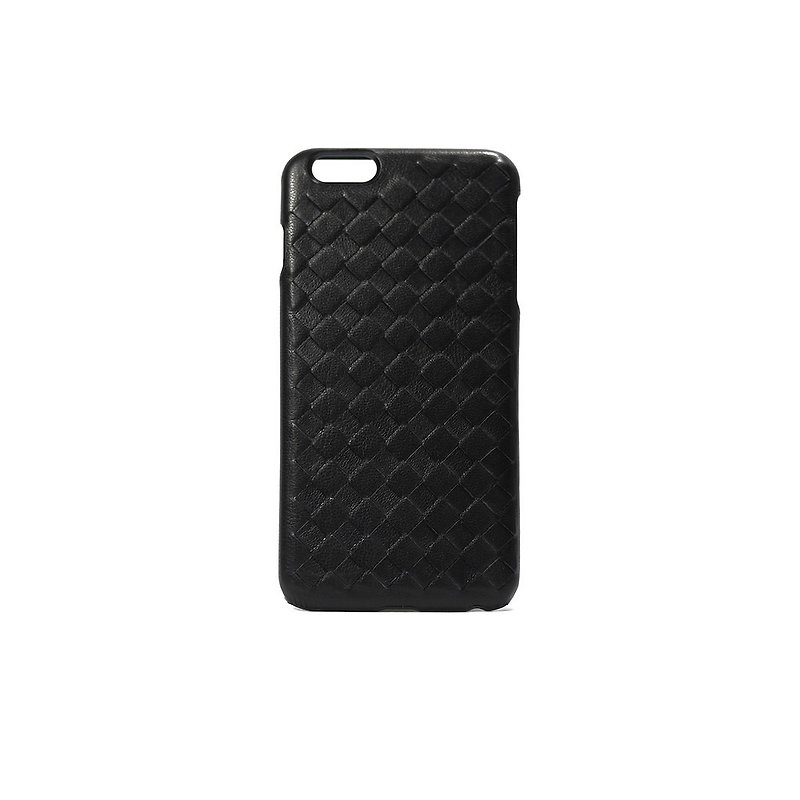 Mobile Shell - Black Sheepskin Woven iPhone 6s Plus - เคส/ซองมือถือ - หนังแท้ สีดำ
