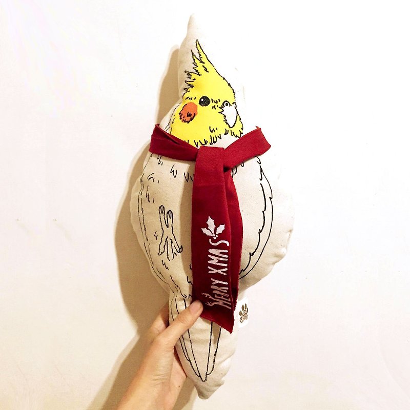 療癒聖誕抱枕系列-玄鳳鸚鵡 Cockatiel - 枕頭/抱枕 - 棉．麻 
