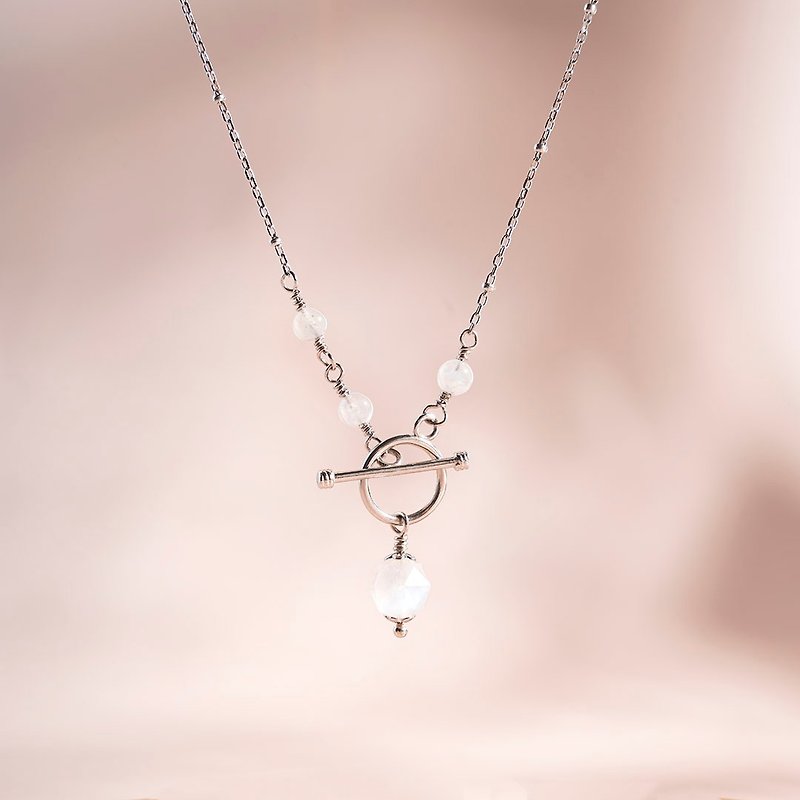 星鑽藍月光石925銀水晶項鍊 禮物 - 項鍊 - 水晶 白色