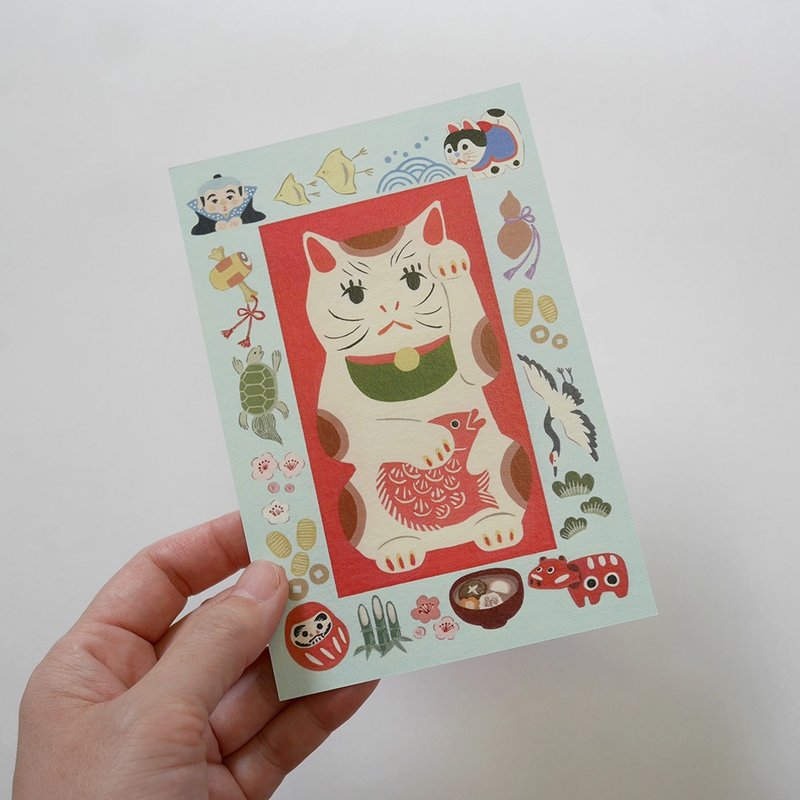 ポストカード　絵本の中の猫　#番外編　招き猫 - 卡片/明信片 - 紙 
