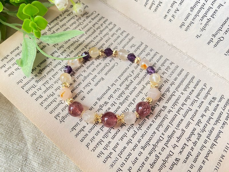 濃草莓晶/櫻花瑪瑙/黃膠花/紫水晶 - 手鍊/手環 - 半寶石 多色