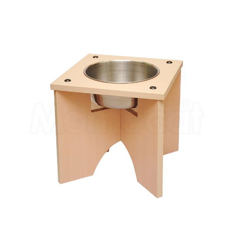 【MOMOCAT】X型狗餐桌 單口高30cm 附1號白鐵碗 - 三款木色 - 寵物碗/碗架/自動餵食器 - 木頭 