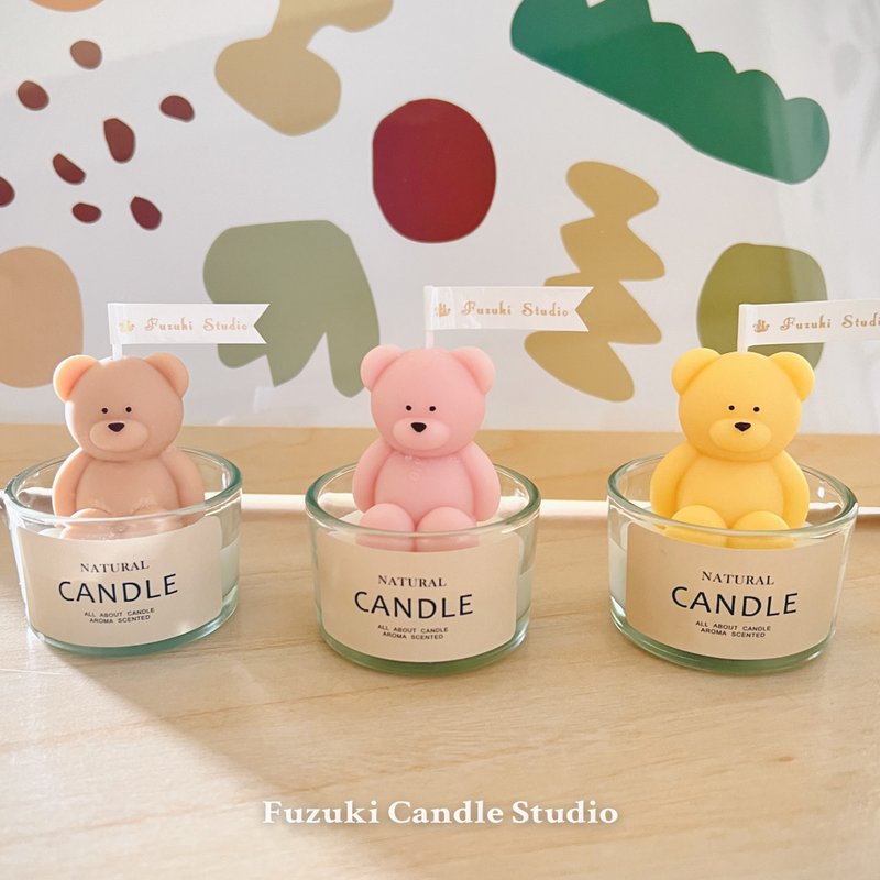 Bear scented candle glass mini bear shaped candle scented Wax - เทียน/เชิงเทียน - ขี้ผึ้ง 