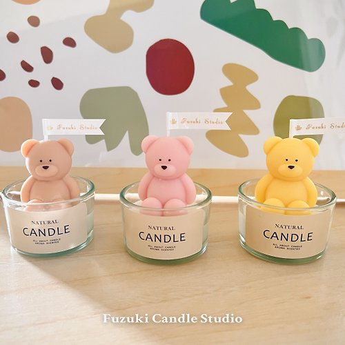 Fuzuki Studio｜客製化香氛蠟燭｜香氛手作美學 小熊香氛蠟燭玻璃杯 迷你熊造型蠟燭 香氛茶蠟