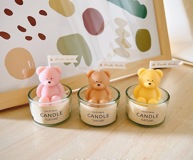 Bear scented candle glass mini bear shaped candle scented Wax - Shop Fuzuki  Candle Studio Candles & Candle Holders - Pinkoi