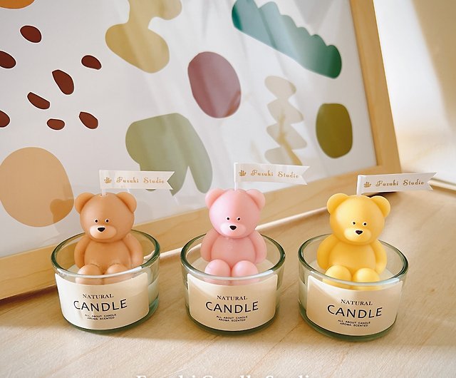 Bear scented candle glass mini bear shaped candle scented Wax - Shop Fuzuki  Candle Studio Candles & Candle Holders - Pinkoi