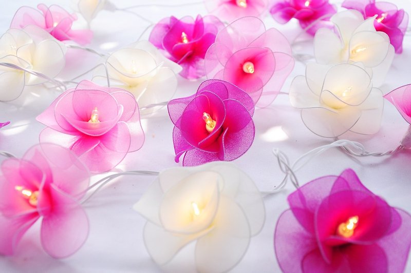 20  Pink Flower String Lights for Home Decoration,Wedding,Party,Bedroom,Patio - 燈具/燈飾 - 紙 
