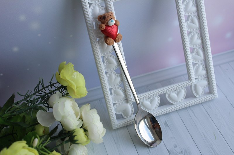Soup spoon with cute bear - Cutlery & Flatware - Other Materials Red