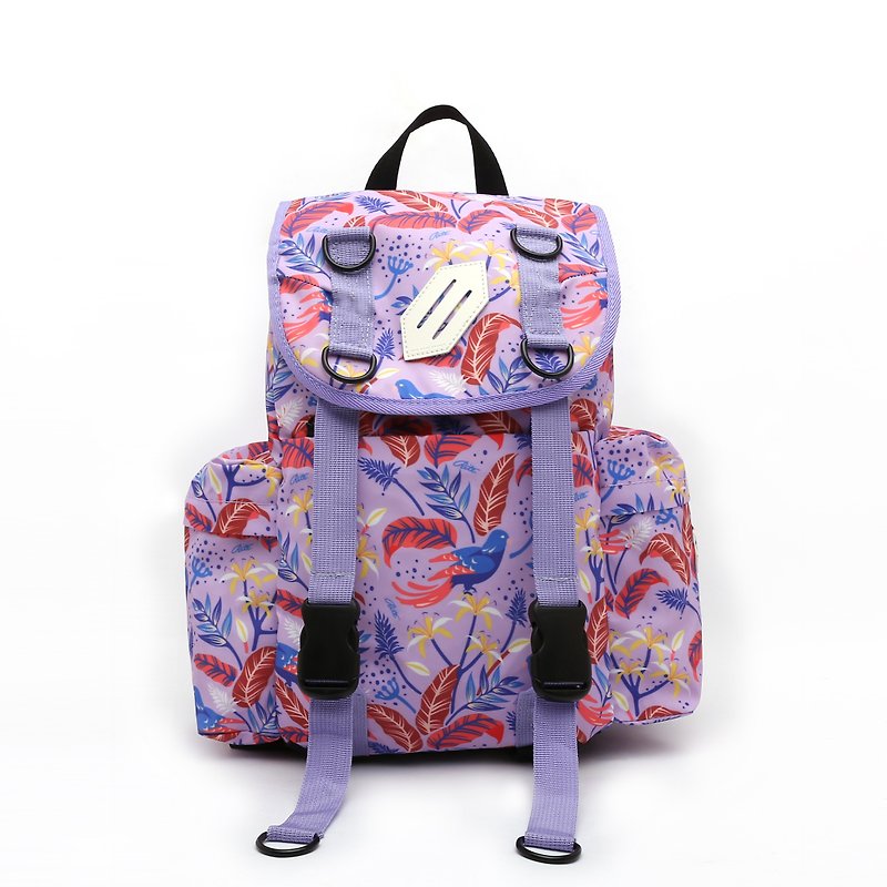 RITE fashion trend U02 navy bag flower and bird pink purple - กระเป๋าเป้สะพายหลัง - วัสดุกันนำ้ หลากหลายสี