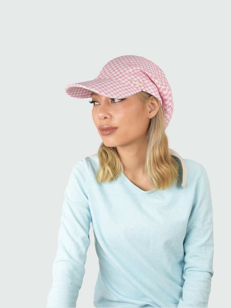 Timeless Houndstooth Visor Slouchy Beanie Collection - 帽子 - 棉．麻 白色