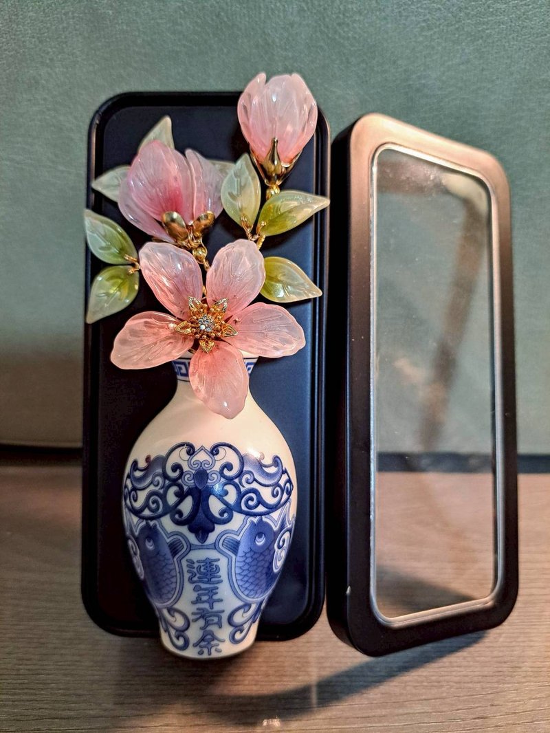 【中國風花瓶-桃粉】磁鐵 ∕ 冰箱貼 ∕ 擴香瓶 - 擺飾/家飾品 - 玻璃 粉紅色