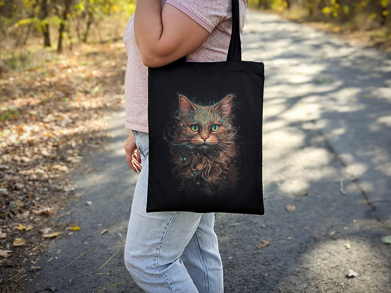 Shopper Bag Maine-Coon Cat - Handbags & Totes - Thread Black