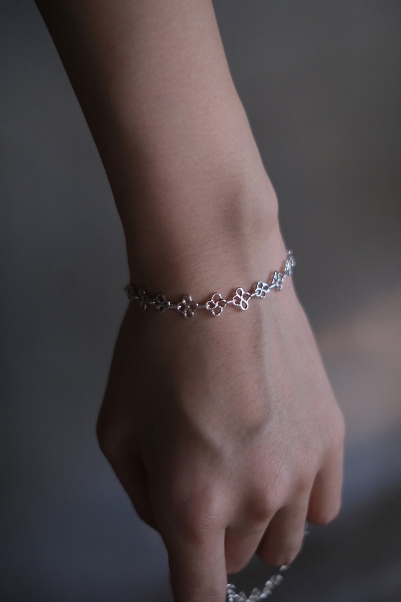 925 sterling silver bracelet handmade flower ornaments/Fleur de Sel - สร้อยข้อมือ - เงินแท้ 
