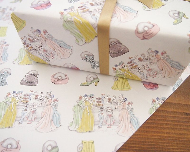 Wrapping Paper - Donuts Cafe. - Gift Wrapping & Boxes - Paper White
