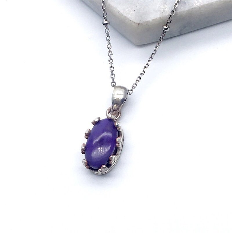 Shibuyaite 925 Sterling Silver Claw Necklace Necklace Made in Nepal (Style 2) - Necklaces - Gemstone Purple