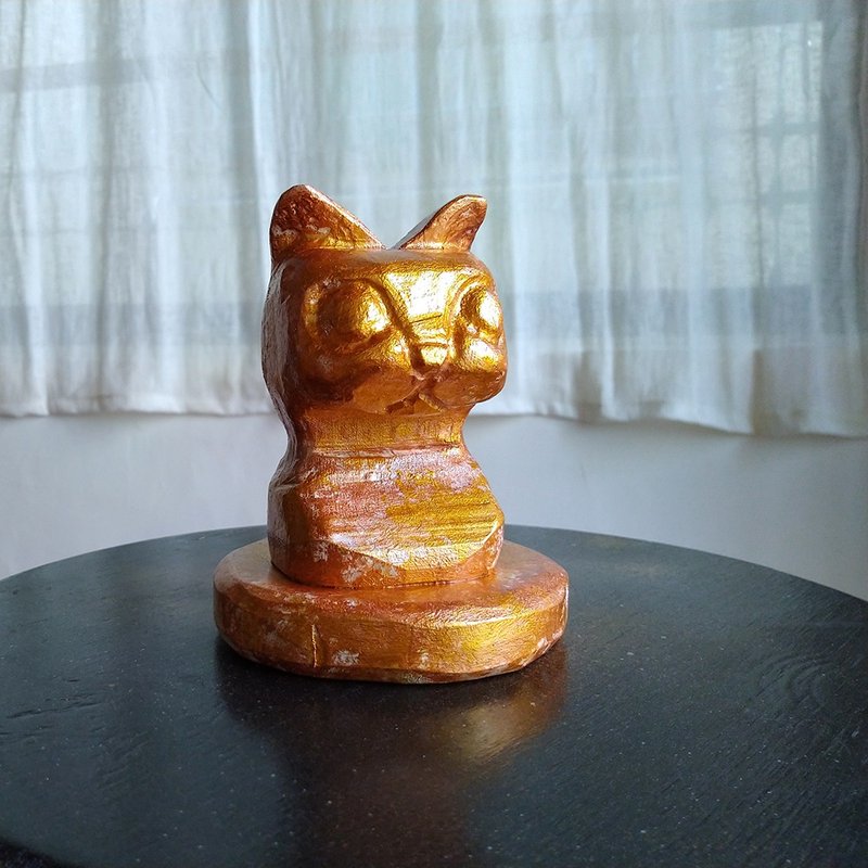 Cat Bust Sculpture-Hand-carved unique aesthetic ornaments - Items for Display - Wood 