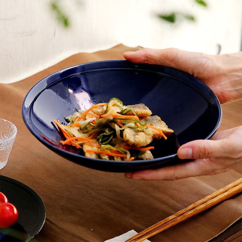 小石原燒 小石原燒 青金石釉深碗 意大利面盤 咖哩盤 盤丸田窯 - 盤子/餐盤/盤架 - 陶 藍色