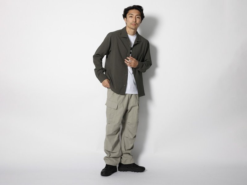 Pe Light Poplin 襯衫 深橄欖綠 - 男襯衫/休閒襯衫 - 聚酯纖維 綠色