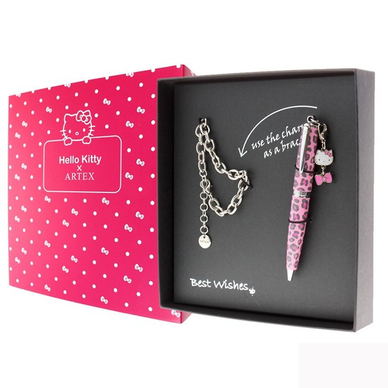 ARTEX x KITTY pendant pen bracelet gift set pink leopard print - อุปกรณ์เขียนอื่นๆ - ทองแดงทองเหลือง สึชมพู